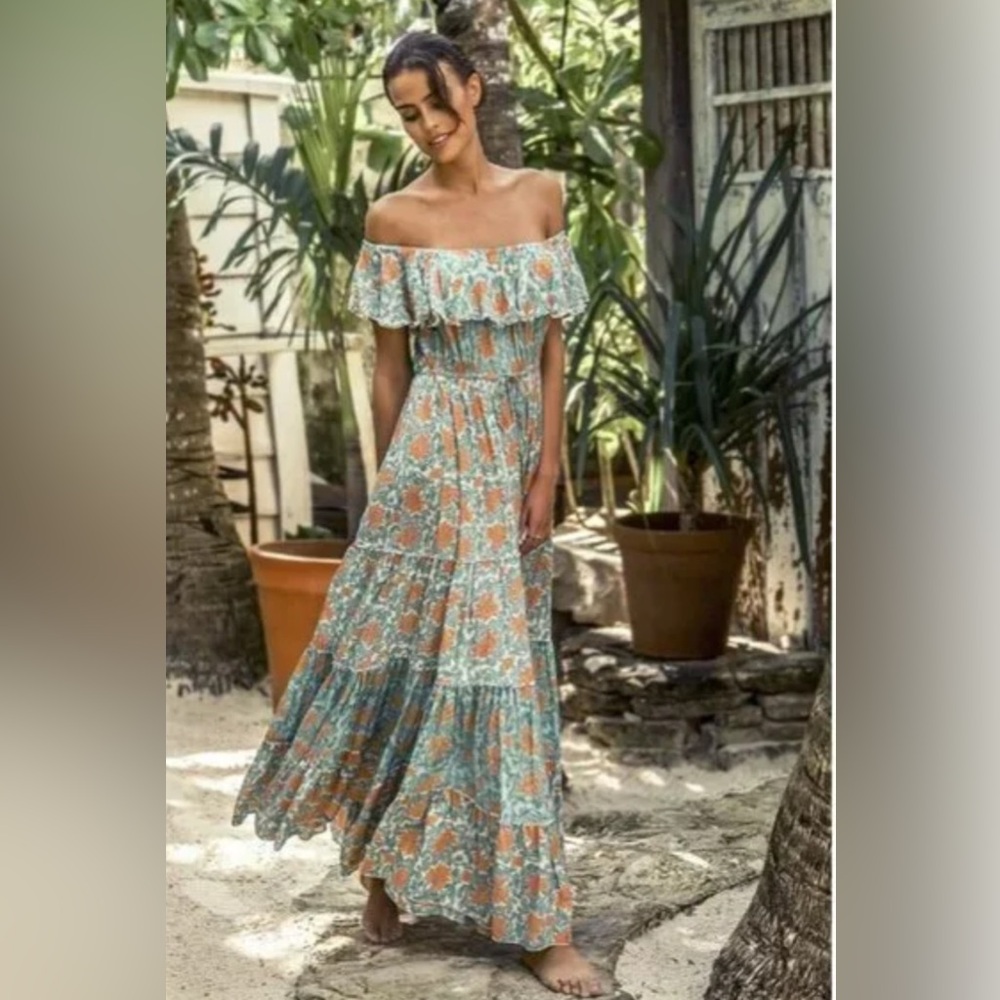 Miss June Paris gardenia dress- OSFM Pom Pom trim